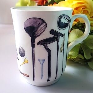 Luxford Fine Bone China. Golf Design, Coffee/Tea Mug. Made in England.